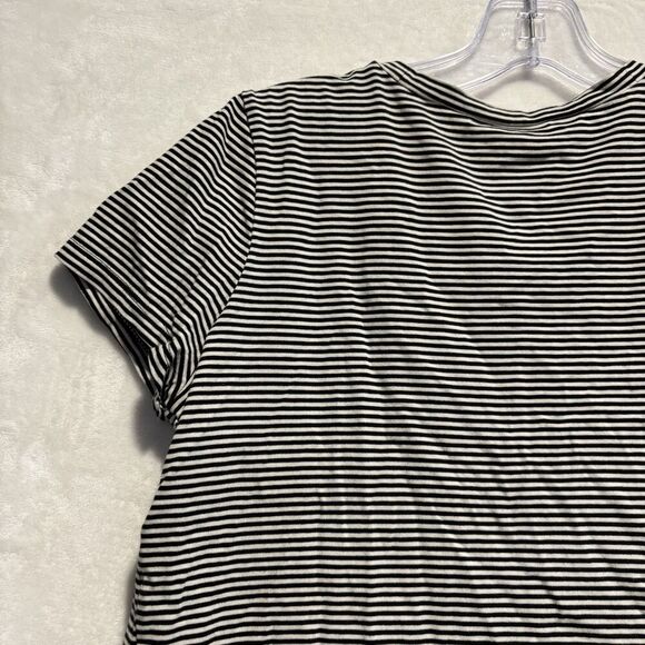 Madewell Knot-Front Tie Black White Stripe Short Sleeve Cotton Women's Tee Small - Picture 9 of 12